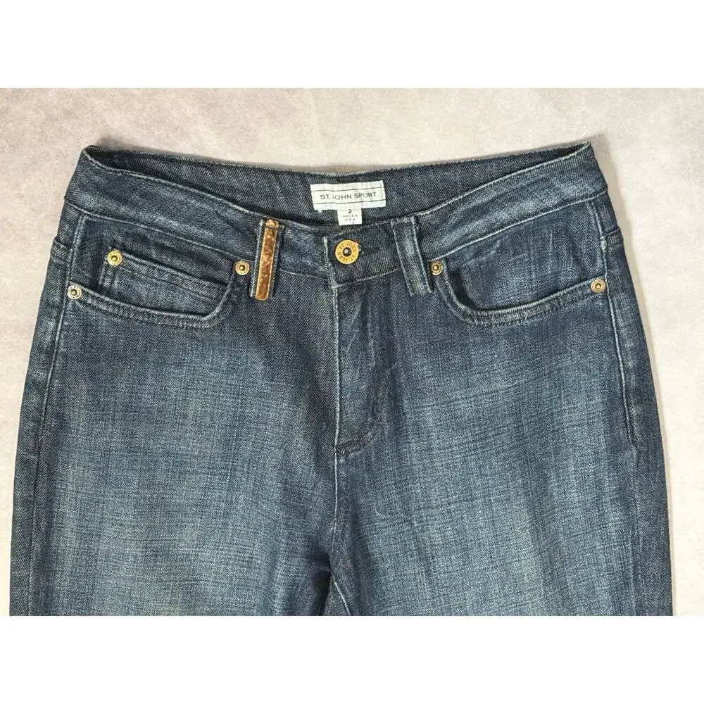 St John Sport Straight Leg Jeans Dark Wash Size 2 Made in USA 30